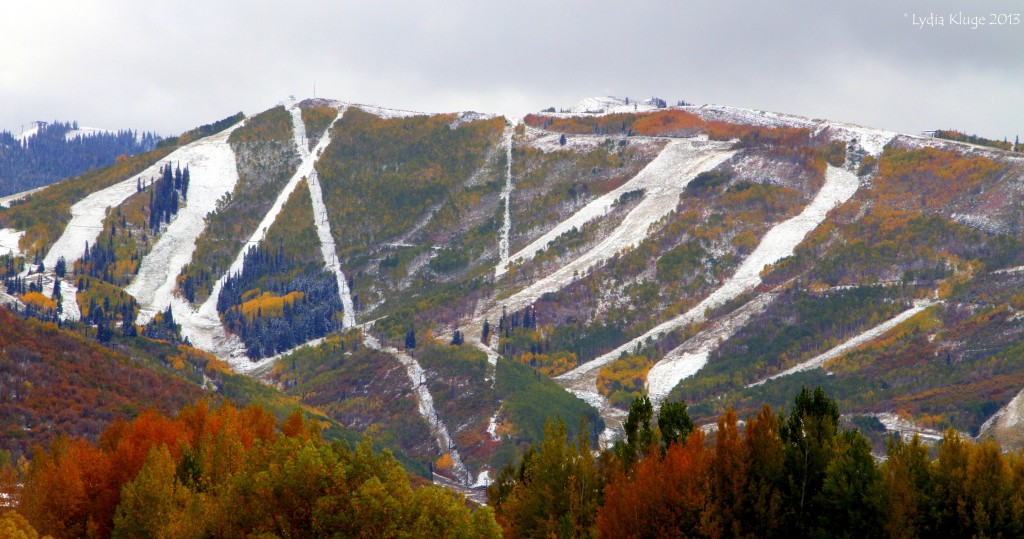 Park City Mountain Resort's trails dusted in snow.