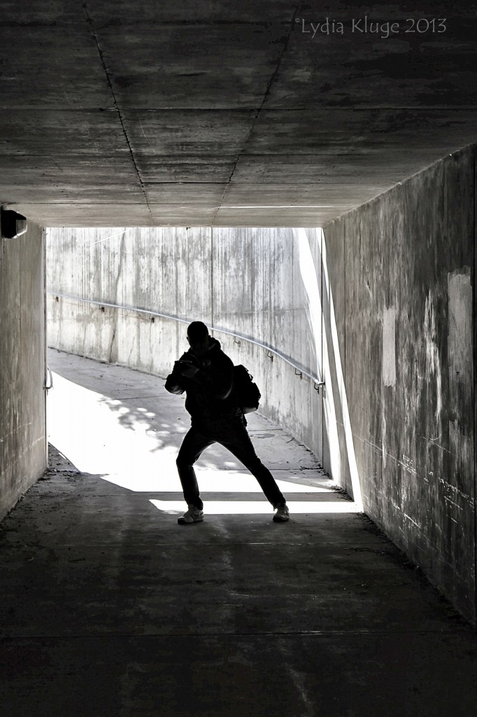 A fellow photographer getting silly in an underpass made a cool silhouette.