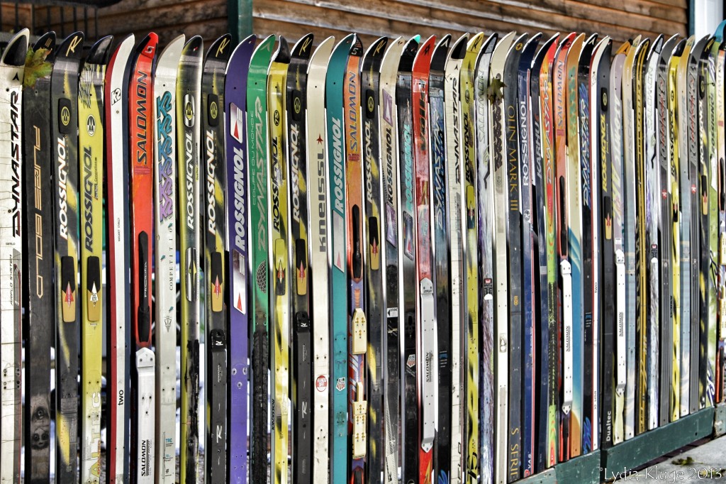 Abandoned skis make for a cool fence.