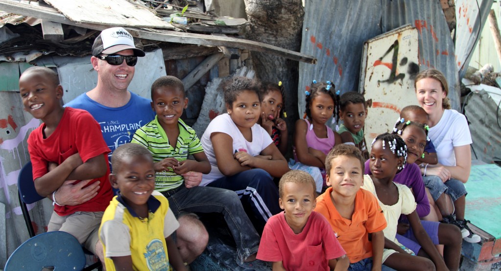 My husband and I with some of the children.